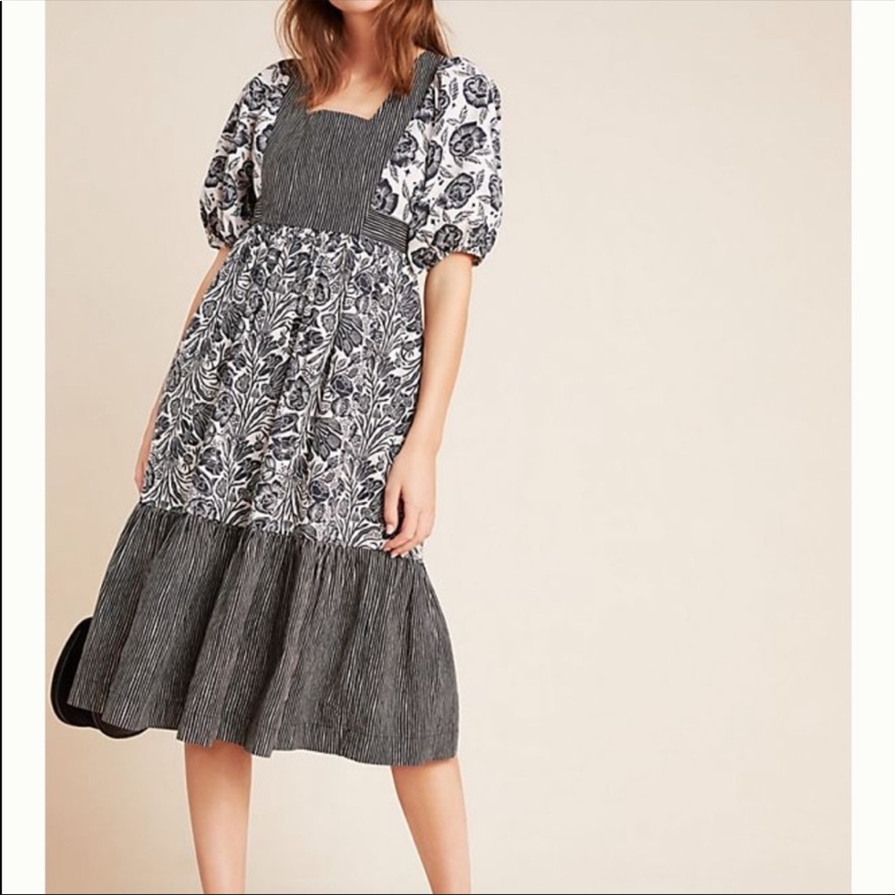 NWT Anthropologie Adrienne Flounced Midi Dress - Picture 3 of 7